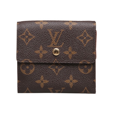 Louis Vuitton 路易威登经典花案两边双按扣短款钱包 棕色 