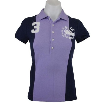 Ralph Lauren 拉夫·劳伦紫、蓝两色拼接款女士短袖polo衫